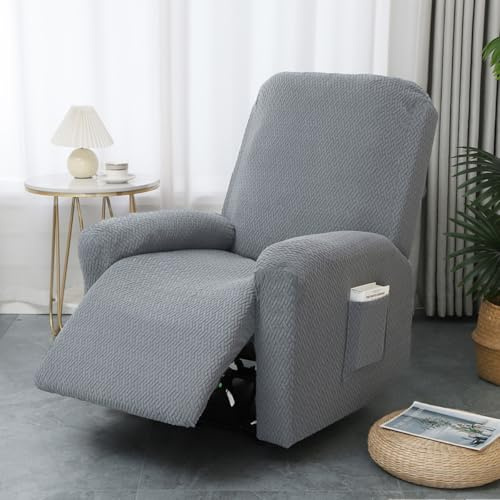 ABZDUNG Housse de Fauteuil Relax inclinable Universelle, Housse de Fauteuil Relax Extensible Jacquard, Housse de Fauteuil 1 Place avec Poche, Housse de Fauteuil inclinable Amovible(B)