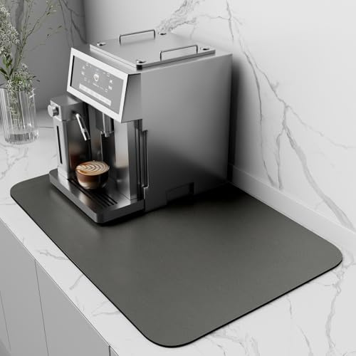 ZICRO Schnelltrocknend Saugfähige Unterlage für Kaffeemaschine,Abtropfmatte für Kaffeemaschinen, rutschfeste Abtropfmatte für Geschirr (Dunkelgrau, 40x60cm)