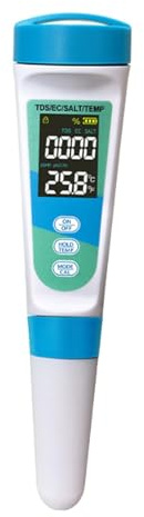 Colcolo Testeur d'eau numérique, testeur de sel de Piscine, Compteur de température TDS précis et fiable, 4 en 1 pour spas