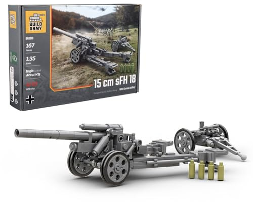 Buildarmy WW2 German 15cm SFH 18 Artillery Brick Model Building Block 167pcs