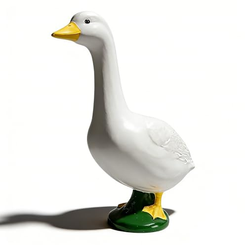 Gsycle Goose Outdoor Decor, Resin Lifelike Large Size Goose Sculpture Ornament Porch Animal Statue Figurine for Pool Yard Outdoor Decor