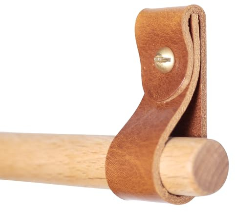 Set aus 2 Gardinenstangenauflagen aus echtem Leder – Gardinenhalter mit Schrauben, Wandhalterung für einzelne Vorhangstangen – in 2 Größen und 5 Farben erhältlich (BROWN, SMALL)
