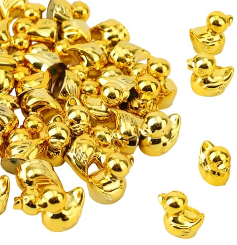 Penitue 100 Mini-Goldenten aus Kunstharz, Kleine Harz Enten Sammlerstücke für Mikro-Gartenlandschaften Tortendekoration und DIY-Bastelpartys