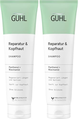 Guhl Reparatur & Kopfhaut Shampoo - Inhalt: 150 ml - Mit Panthenol & Niacinamid - Sanft zur Kopfhaut - Ohne Silikone (Packung mit 2)