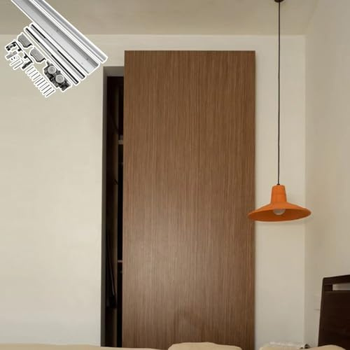 Schiebetür Komplettset Scheunentor Schiene mit Soft Close, Ghost Tür im Regalstil mit Verstecktem Magischem Schiebeschienen Beschlag Kit, Schienenloser Ghost Schiebetür Kit(80cm/31.5in)