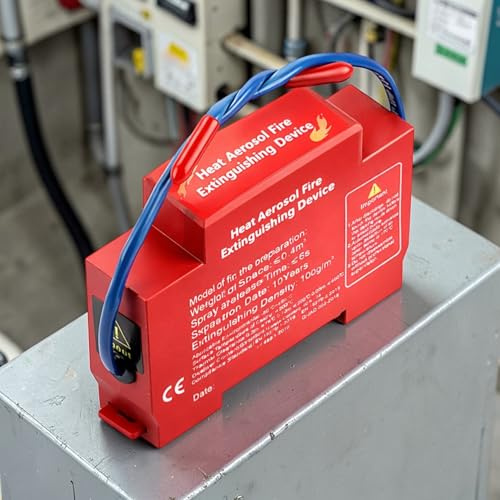 Extintor cuadro electrico carril din, Sistema Aerosol Térmico 170°C | Montaje Carril DIN 35mm | Protección Contra Incendios para Paneles Eléctricos y Armarios de Control