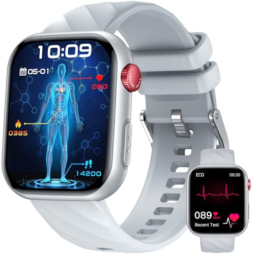 Smartwatch Herren 𝐄𝐂𝐆 𝐇𝐑𝐕 Herzfrequenz Blutdruck: 1,97 AMOLED Touch Schwarz Gesundheitsuhr mit EKG Schlafmonitor Blutsauerstoff Schrittzähler Telefonfunktion Sportuhr Fitnessuhr iOS Android