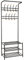 tectake Garderobenständer Kleiderständer Garderobe mit 3 Schuhablagen | 18 Gardarobenhaken | 66 x 187 x 33 cm (BxHxT) | -diverse Farben- (Schwarz | no. 402490)