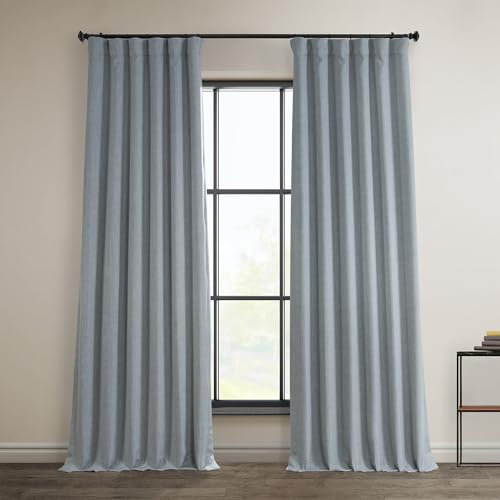 HPD Half Price Drapes Rideaux occultants texturés en Lin synthétique pour Chambre à Coucher, 243 cm de Long (1 Panneau), 127 x 243 cm (l x L), pour Salon, décoration d'intérieur, Gris chiné