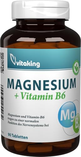 Vitaking Magnesium mit Vitamin B6 Tabletten | Magnesiumcitrat, 150 mg Reines Magnesium, Unterstützt Muskeln, Nervensystem & Energiestoffwechsel