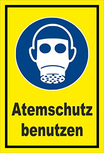 Melis-Folienwerkstatt Aufkleber - Gebots-Zeichen - Atem-Schutz benutzen - entspr. DIN ISO 7010 / ASR A1.3 – 15x10cm – S00361-034-C +++ in 20 Varianten