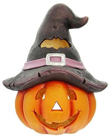 FRANK FLECHTWAREN Kürbis-Windlicht Hexenhut, schöne schaurige Halloween Dekoration, vielseitig einsetzbar