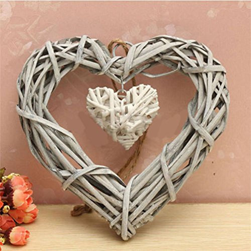 bismarckbeer Double Heart Wicker Wall Hanging Ornament Wedding Party Decorations Photography Props