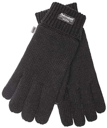 EEM Herren Strickhandschuhe, weiche Wolle, Thinsulate Thermofutter, schwarz XXL