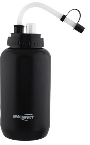 PRO IMPACT Wasser Flasche – Flexibler Kunststoff W/lang Stroh & Spray Gap – Ideal für Gymnastik Yoga Sport Radfahren & Outdoor, schwarz