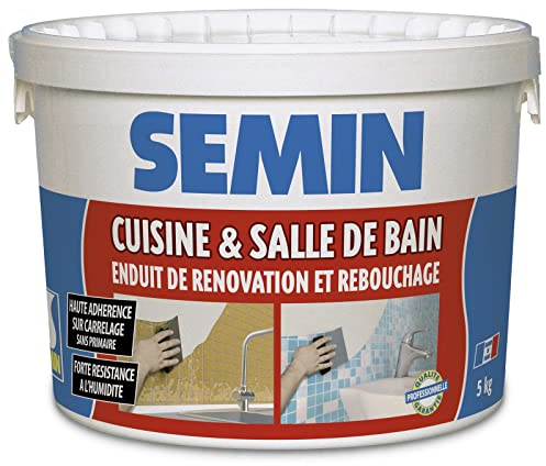 Semin - Enduit de Rebouchage et Rénovation - Spécial Cuisine et Salle de Bains - Seau de 5 kg