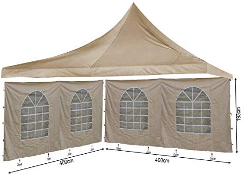 QUICK STAR Set Ersatzdach 4x4m und 2 Seitenwände 400x193cm für Lounge Pavillon Sahara Sand