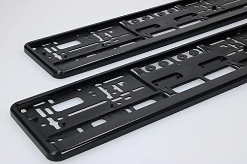 2x KFZ-Kennzeichenhalter in Schwarz | Robuste Nummernschildhalterung Auto in Schwarz für EU Standard-Größe 52cm | Kennzeichenrahmen Set für Vorne und Hinten
