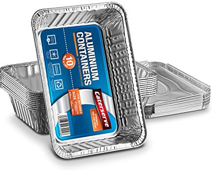 Disposable Aluminum Foil Trays Containers with Foil Lids 1000ml. Great for Baking Food Storage Takeaway Tin Pack of 10
