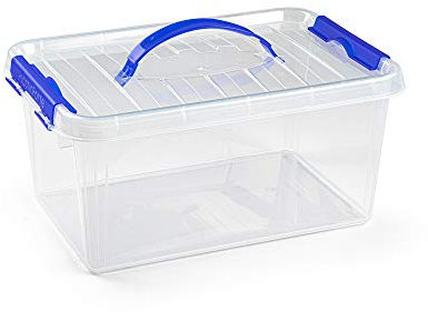 PLASTIC FORTE, Caja de almacenamiento, Transparente, 8 litros, con asa