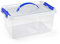 PLASTIC FORTE, Caja de almacenamiento, Transparente, 8 litros, con asa
