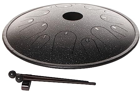 Fame 14 Copper Tongue Drum, Natural C, Black Sparkle, Steel Tongue Drum, 14 Tones, Includes Mallets and Bag, Perfect for Meditation, Music Therapy, Non-Tunable, Matte Finish