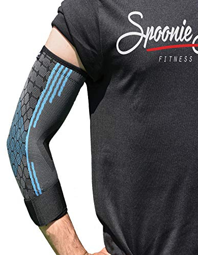 Spoonie Sports FITNESS PRODUCTS 𝐒𝐩𝐨𝐨𝐧𝐢𝐞 𝐒𝐩𝐨𝐫𝐭𝐬® - Elastische Sportbandage für Muskeln & Ellenbogen | Ellenbogenbandage für Herren & Damen | ideale für Arbeit, Sport, Freizeit, Kraftsport