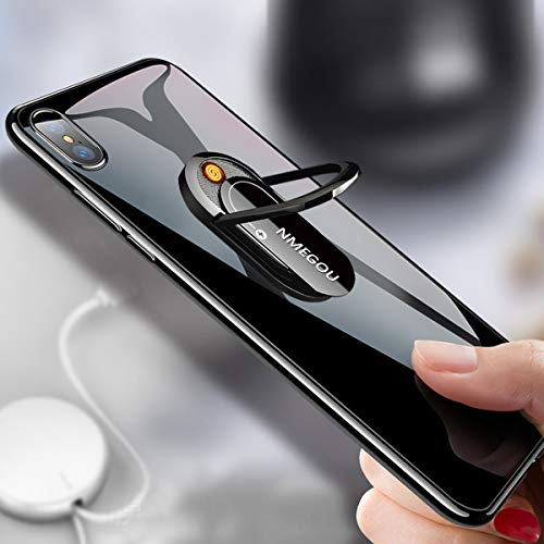 NMEGOU Newest USB Cigarette Lighter Magnetic Phone Holder Car Mount Stand Ring Clip for iPhone 11 case Samsung Cell Phone Ring Lighter. Patent No.201830690795.2