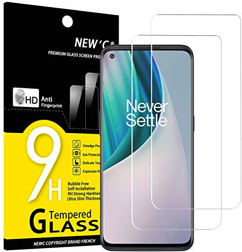 NEW'C 2 Piezas, Protector Pantalla para OnePlus Nord N10 5G, Cristal templado Antiarañazos, Antihuellas, Sin Burbujas, Dureza 9H, 0.33 mm Ultra Transparente, Ultra Resistente