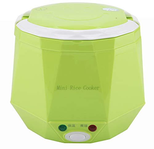 Olla Arrocera de Viaje Mini Portátil 12V Para Coche, 100W 1.3L Mini Olla Arrocera de 2 Tazas, Olla Interior Antiadherente de Acero Inoxidable, para Cocinar Sopa, Guisos, Cereales y Avena (Verde)