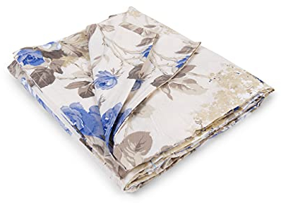 HomeLife Sofaüberwurf mit elegantem Blumenmuster in Blau, hergestellt in Italien, Mehrzweck-Überwurf aus Baumwolle, Granfoulard Tagesdecke für Einzelbett [160 x 280 cm]