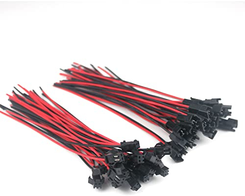 Taikuwu 20 Pairs JST SM 2 Pin Connectors with 22 AWG Cable (140mm) - Male/Female Plug for LED Strips 5050/3528, RC Models, DIY Electronics
