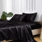 Lanqinglv Luxus Satin Spannbettlaken Bettlaken 140x200 cm bis 25-30 cm Steghöhe Boxspringbett Topper 110g/m² Glatt Seide Glanzsatin Boxspringbett Spannbetttuch Leintuch,Schwarz,1 Stück