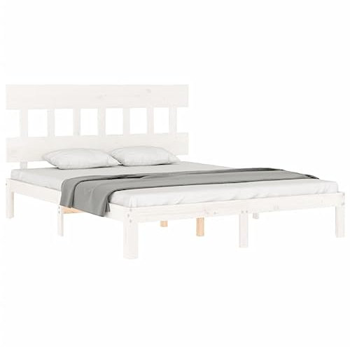 vidaXL Massivholzbett Bettgestell mit Lattenrost Bett Holzbett Bettrahmen Doppelbett Schlafzimmerbett Schlafzimmermöbel Weiß Kiefer 160x200cm