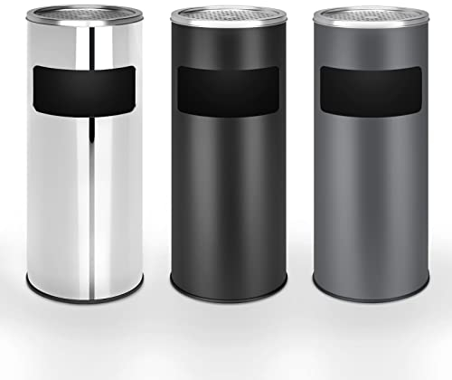 Jago® Cenicero de Pie- 30L, 60,5cm de Altura, Acero Inox/Hierro, Antideslizante, para Interior/Exterior, Color a Elegir -Papelera con Cenicero, Cubo de Basura para Oficina, Jardín (Antracita)
