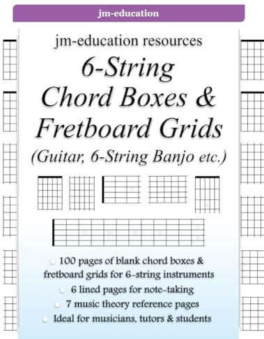 6-String Chord Boxes & Fretboard Grids: (Guitar, 6-String Banjo etc.)