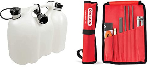 Oregon 562406 Professional Combi-Can, Transparent, 6+3 litres & Universal Chainsaw Field Sharpening Kit, Chainsaw Chain Sharpener with 5/32-Inch (4 mm), 3/16-Inch (4.8 mm)