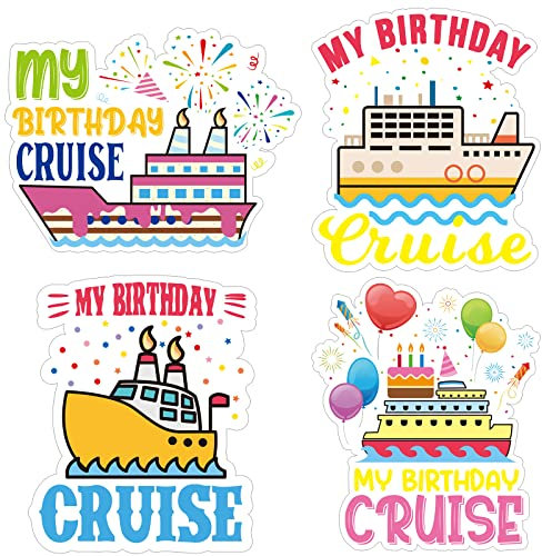 4 Stück magnetische Kreuzfahrt-Dekorationen zum Geburtstag, Kreuzfahrt-Türmagnet, Kreuzfahrtschiff, Türdekorationen für Auto, Kühlschrank, Kabine, Büro, Stateroom Kinder, Jungen, Mädchen, 17,8 x 22,9
