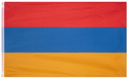 MUWO Flagge Nations Together 90 x 150 cm Nationalmanschaften, doppelseitige Gartenflagge, wetterfeste Fanflagge, Fußballflagge Polyester Länderfagge Deutschland mit Ösen (Armenien)