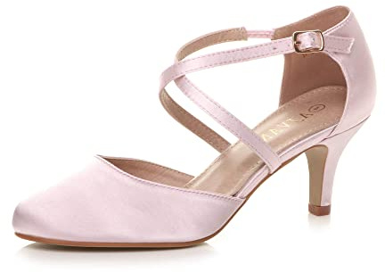 AJVANI Womens Ladies mid high Heel Strappy Crossover Wedding Evening Sandals Shoes Size