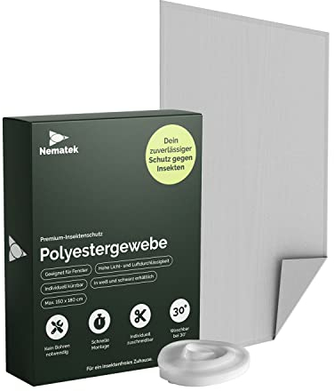 Nematek Polyester Fliegennetz Fenster - Fliegengitter Fenster ohne Bohren - Fliegengitter zum Kleben - individuell zuschneidbar - Fliegengitter (Schwarz, 130x150 cm)