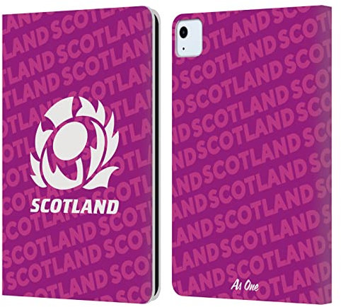 Head Case Designs Licenciado Oficialmente Scotland Rugby Logotipo Morado Gráficos Carcasa de Cuero Tipo Libro Compatible con Apple iPad Air 2020/2022