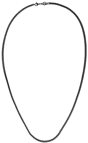 Akitsune Franco Kette 80 cm lang | 3 mm breit | Halskette Frauen Herren Edelstahl Karabiner Wasserfeste Herrenhalskette - Mattschwarz