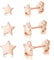Loutade Silver Stud Earrings for Women, 3 Pairs 925 Sterling Silver Star Stud Earrings Set, 4/5 / 6mm Hypoallergenic Rose Gold Flat Star Stud Earrings, Simple Plain Cartilage Silver Star Earrings