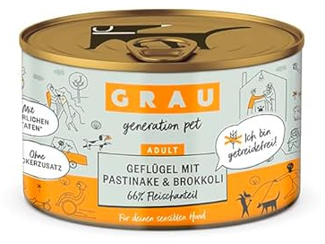 Grau – das Original – Nassfutter für Hunde - Geflügel mit Pastinake/Brokkoli, 1er Pack (1 x 200 g)