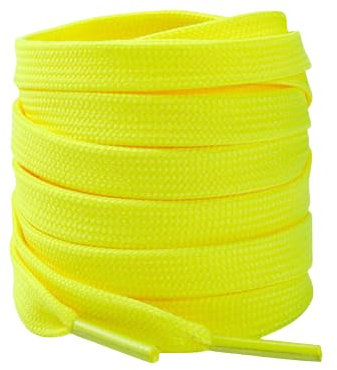 Boolavard 2 Paires de Lacets Plats de Qualité Supérieure pour Baskets et Athlétisme - 8 mm de Large (Jaune, 120cm)