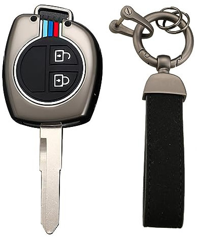 KUNIO Coque de clé de Voiture Convient pour Suzuki Swift SX4 Alto Jimny ignis Grand Vitara Convient pour Opel Agila Convient pour Nissan Pixo Protection Boîtier en métal Porte-clés B Noir