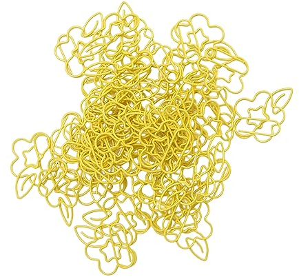 HERCHR Büroklammern in Blumenform, 45 Stück, Gelbe Büroklammern, Niedliche Büroklammern, Büroklammern aus Metall, Dekorative Klammern, Lesezeichen Für Lustige Bürobedarf