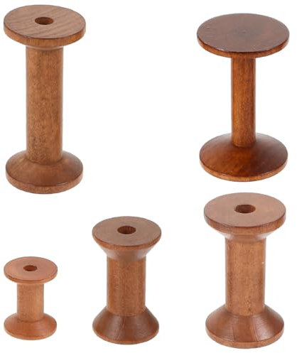 5 Stück Holz Garnhalter Spulen Set - Praktische Nähspulen Für Diy Und Haushaltsnutzung Ideal Für Nähmaschinen Und Stickerei