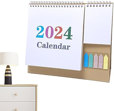 Calendario de escritorio de pie | Calendario de escritorio pequeño almacenable 2024 con colores brillantes | Calendario de mesa, calendario de nevera para el hogar, cocina y lugar de trabajo,